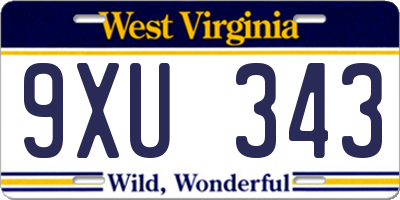 WV license plate 9XU343