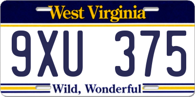 WV license plate 9XU375