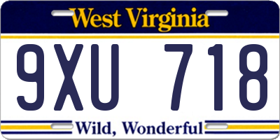 WV license plate 9XU718