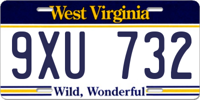 WV license plate 9XU732