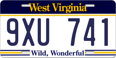 WV license plate 9XU741