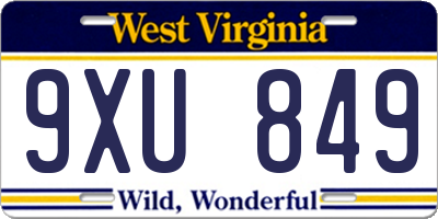 WV license plate 9XU849