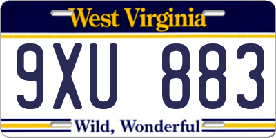 WV license plate 9XU883