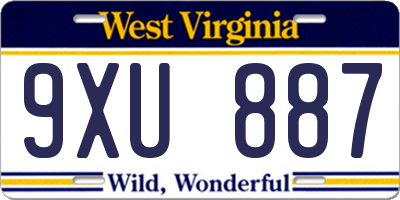 WV license plate 9XU887