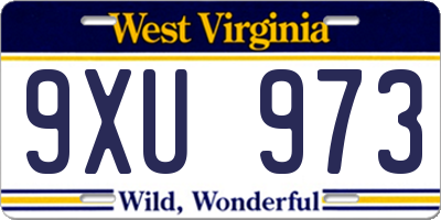 WV license plate 9XU973