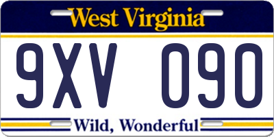 WV license plate 9XV090
