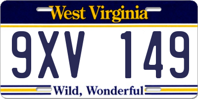 WV license plate 9XV149