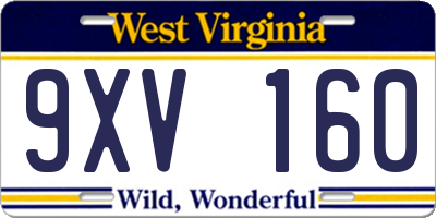 WV license plate 9XV160