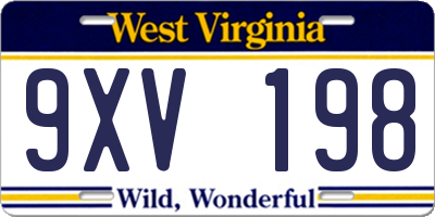 WV license plate 9XV198