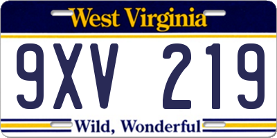 WV license plate 9XV219