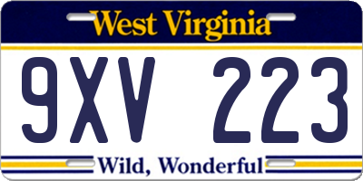 WV license plate 9XV223