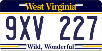 WV license plate 9XV227