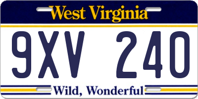 WV license plate 9XV240