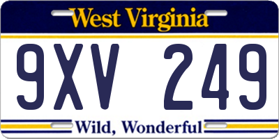 WV license plate 9XV249