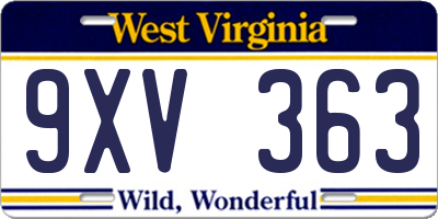 WV license plate 9XV363