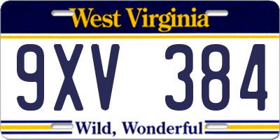 WV license plate 9XV384