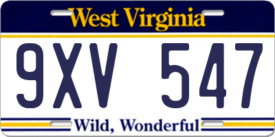WV license plate 9XV547