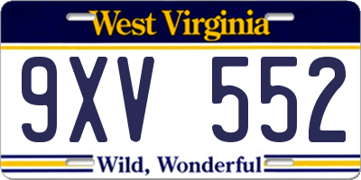 WV license plate 9XV552