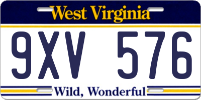 WV license plate 9XV576
