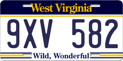 WV license plate 9XV582