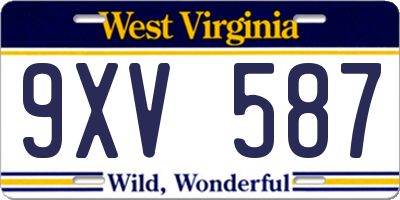 WV license plate 9XV587