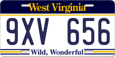 WV license plate 9XV656