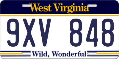 WV license plate 9XV848