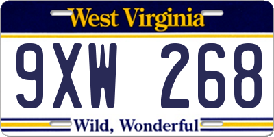 WV license plate 9XW268