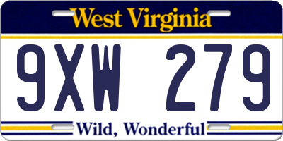 WV license plate 9XW279