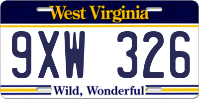 WV license plate 9XW326