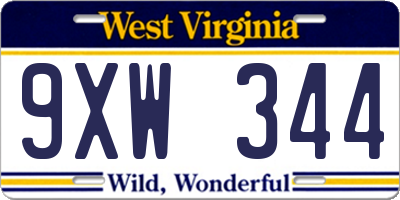 WV license plate 9XW344