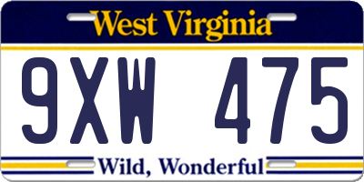 WV license plate 9XW475