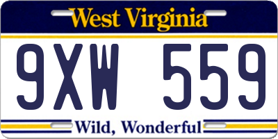 WV license plate 9XW559