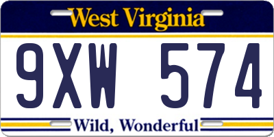 WV license plate 9XW574
