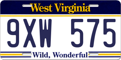 WV license plate 9XW575