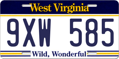 WV license plate 9XW585