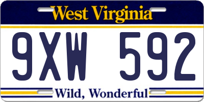 WV license plate 9XW592