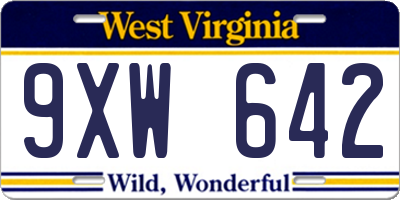 WV license plate 9XW642