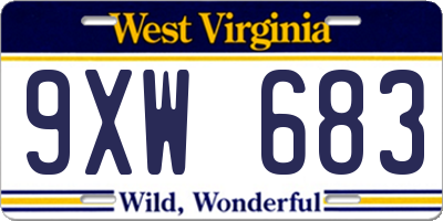 WV license plate 9XW683