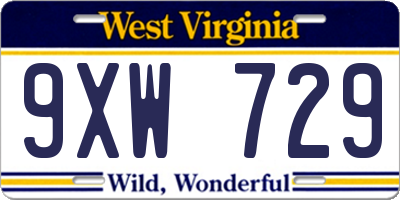 WV license plate 9XW729