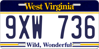 WV license plate 9XW736