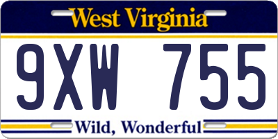 WV license plate 9XW755