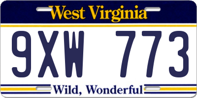 WV license plate 9XW773