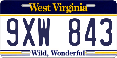 WV license plate 9XW843