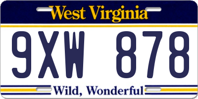 WV license plate 9XW878