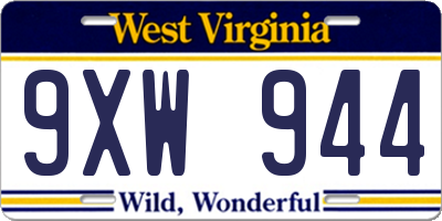 WV license plate 9XW944