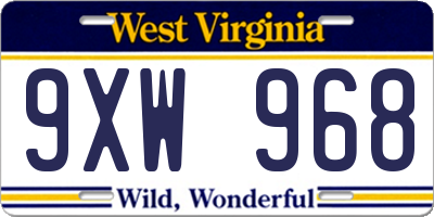 WV license plate 9XW968