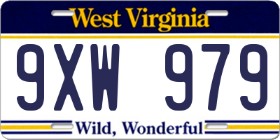 WV license plate 9XW979