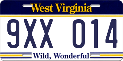 WV license plate 9XX014