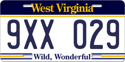 WV license plate 9XX029